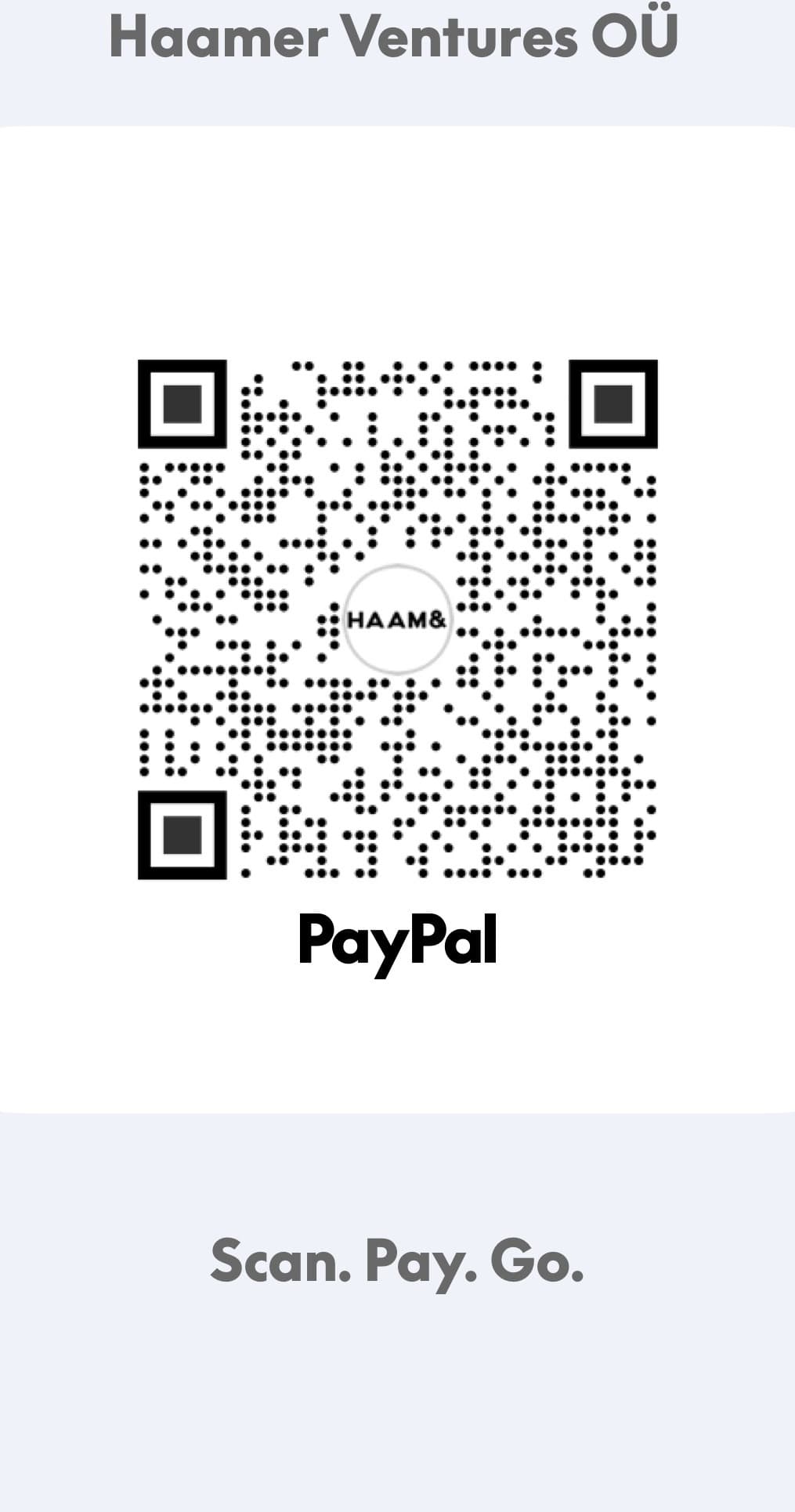 PayPal payment QR for Haamer Ventures OÜ