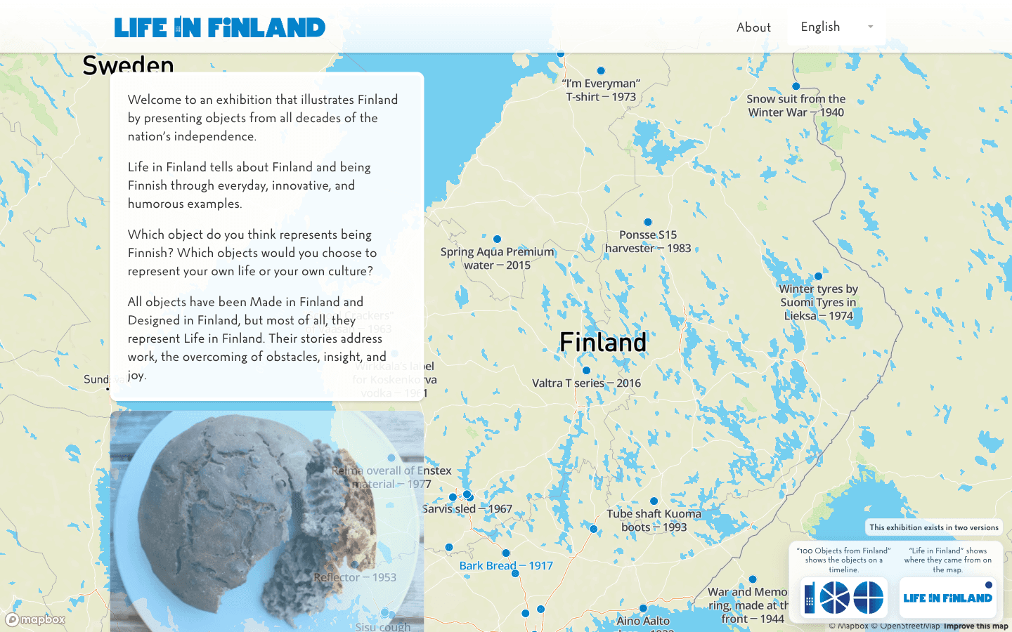 Screenshot of the Life in Finland website homepage