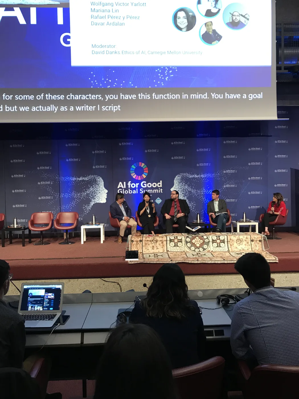 Mariana Lin speaking on the AI for Good Global Summit opening panel in Geneva